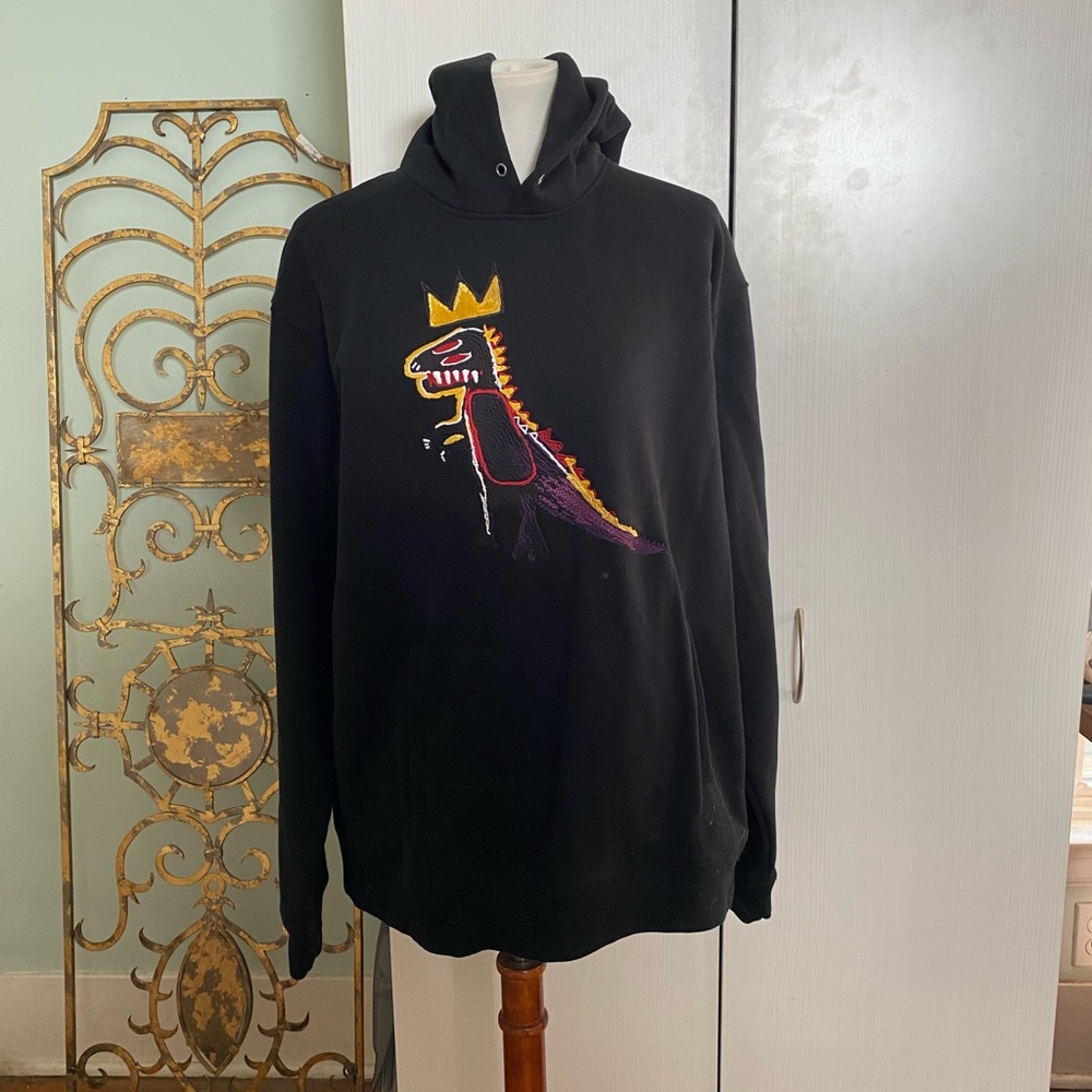 Coach Black Hoodie with Multicolor Dino Graphic